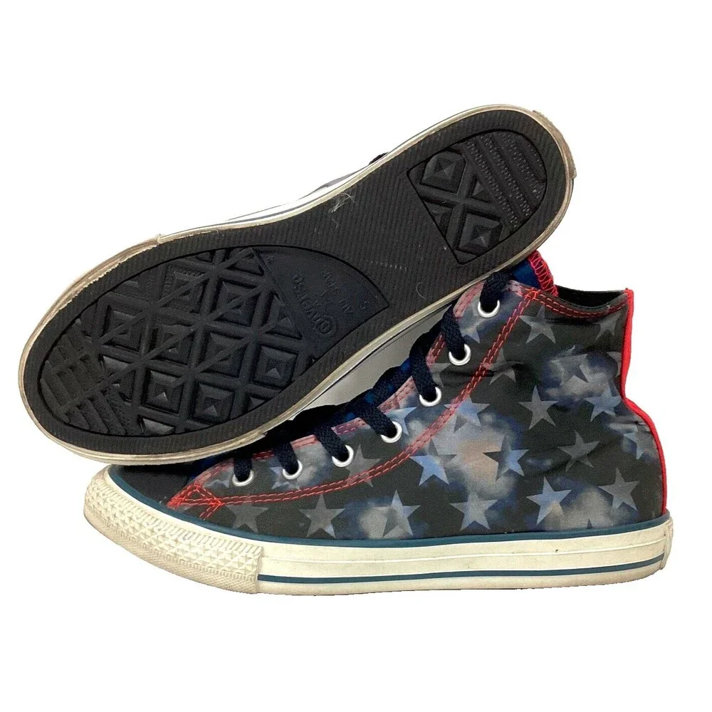 Converse All-Star-Youth Sz 5-Red/White/Blue Midnight Stars Hi-Top Shoes- 647630F